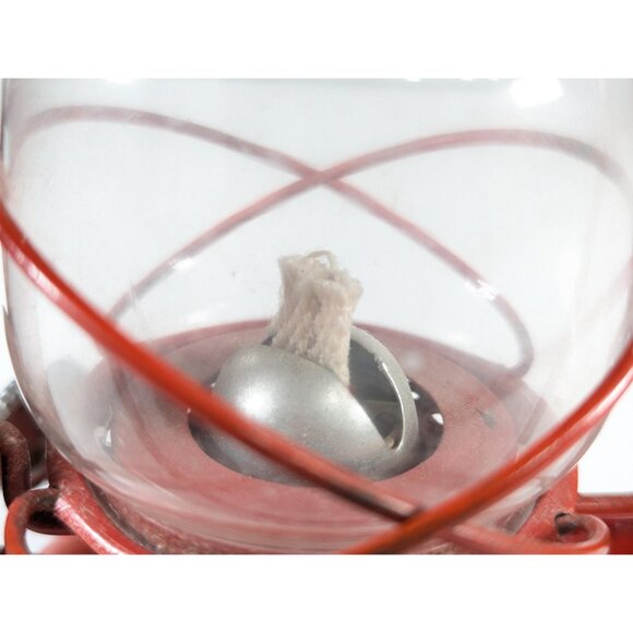 Vintage 7 1/4" Red Winged Wheel Lantern No. 350 Made In Japan, looks unused - Picture 8 of 10